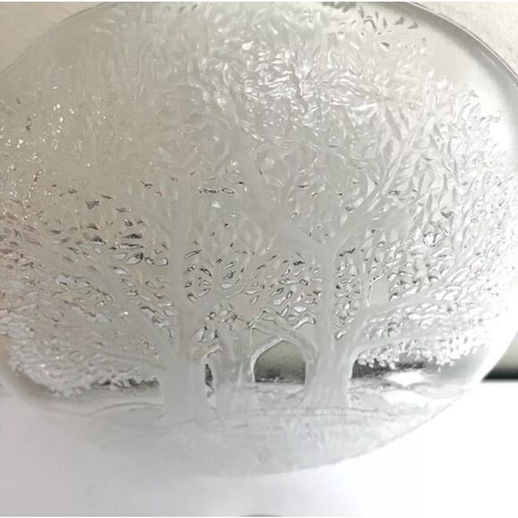 Vtg Glass KOSTA BODA Swedish Handcrafted Etched Plates Salad Tree Flowers Plate - Picture 4 of 8